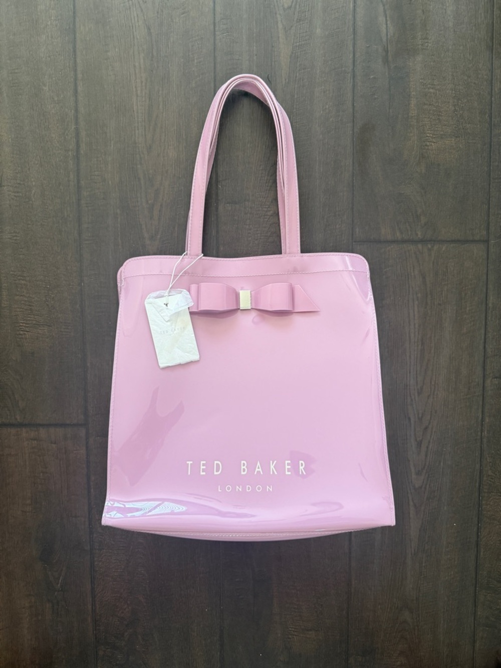 Ted Baker Lilac Large Patent Tote Bag with Bow